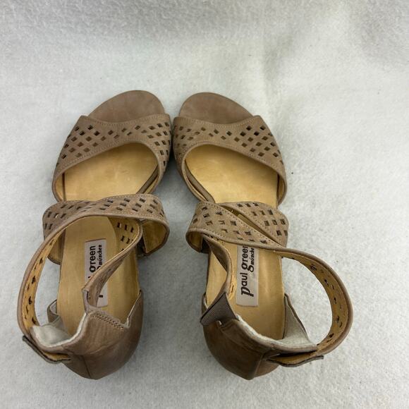 Paul Green Women's Tan Suede Stacked Block Heel Cross Ankle Strap Sandals Sz 10 - Picture 8 of 15